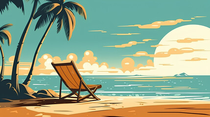 Weekend. Summer holidays on the sea, sun, beach, sand. AI