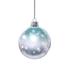 glass Christmas ball with bow on white background. Generative AI