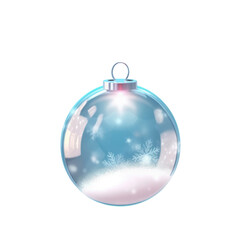 glass Christmas ball with bow on white background. Generative AI