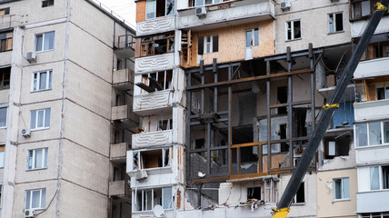 reconstruction of the destroyed building of the apartment house
