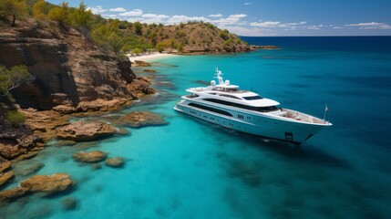 Fototapeta na wymiar yacht or luxury boat anchored in the sea
