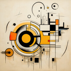 Abstract graphic modern surreal art depicting music, generative ai
