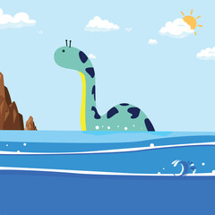 Dinosaur vector in the sea