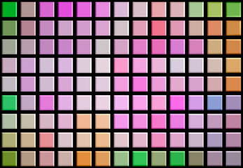 Ordered multi-colored tile squares on a black background. Mosaic tile background. Pixels concept.