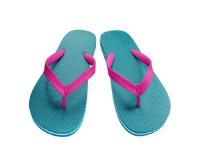 Blue and pink flipflops front view isolated png file