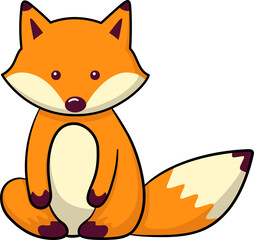 Cute fox cartoon minmal with outline