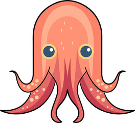 Cute octopus cartoon minimal with outline