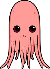 Cute octopus cartoon minimal with outline
