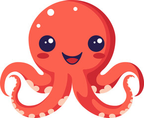 Cute octopus cartoon minimal flat