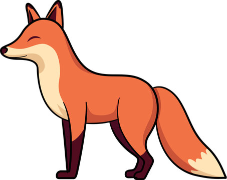 Cute fox cartoon minmal with outline