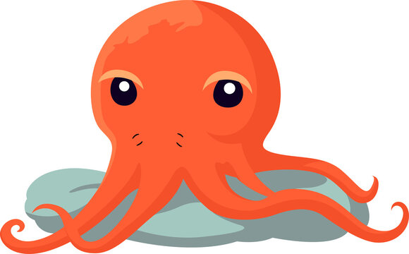 Cute octopus cartoon minimal flat