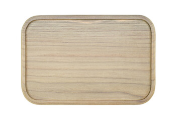 Wooden tray top view isolated background png.