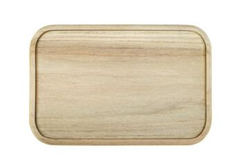 Wooden tray top view isolated background png.