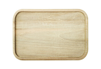 Wooden tray top view isolated background png.