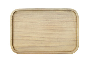 Wooden tray top view isolated background png.