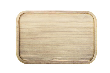 Wooden tray top view isolated background png.