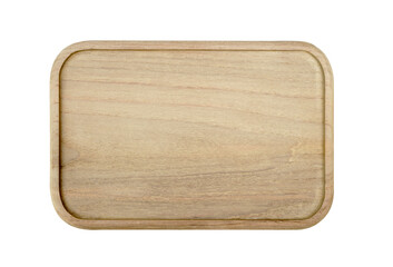 Wooden tray top view isolated background png.