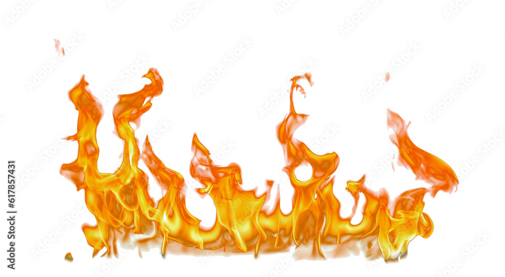 Poster Fire flame on transparent background isolated png..