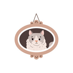 Picture or photo portrait of adorable cute cat flat vector illustration isolated.