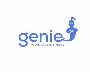 genie logo design vector template - obrazy, fototapety, plakaty
