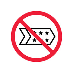 Forbidden Prohibited Warning, caution, attention, restriction label danger. No Medal vector icon. Do not use Medal flat sign design. Medal symbol pictogram. No Rank icon