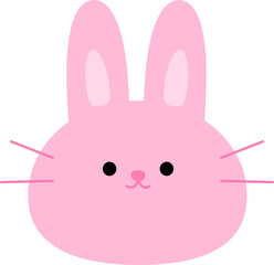 Baby pink bunny face animal cartoon isolated on white background