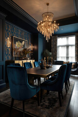 Fototapeta na wymiar A dining room that feels both glamorous and private. Generative AI
