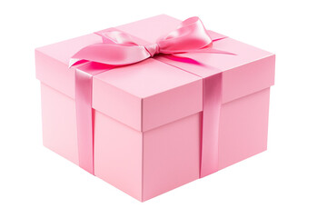 Obraz premium Pink gift box with ribbon on transparent background. 