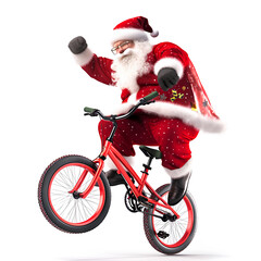 Santa riding bike