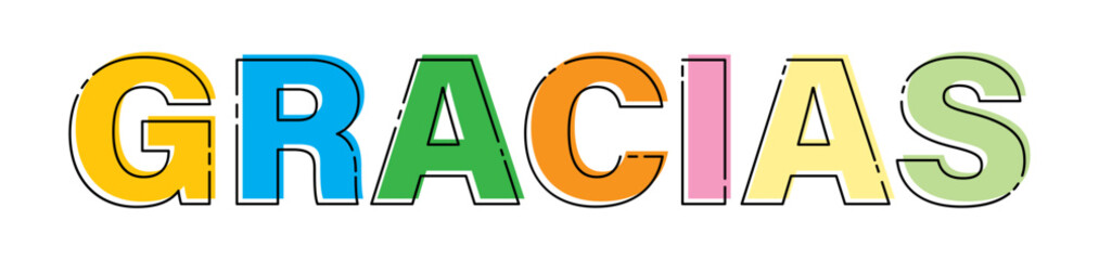 THANK YOU. Stylized vector inscription on the Spanish language for the banners and theme design.