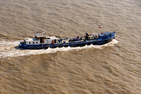 River Thames, London, UK. 1 June 2023. Heiko an oil bunkering ship underway  on the River Thames bound for Purfleet. UK.