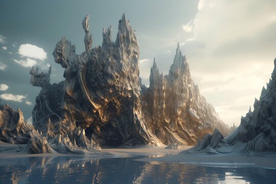 A surreal illustration of a distorted or manipulated natural feature, such, Generative AI