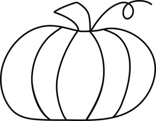Halloween  Pumpkin Doodle illustration Black outline design elements Line hand drawn illustration
