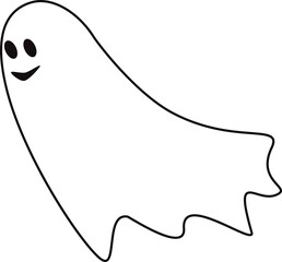 Ghost Halloween  Doodle illustration Black outline design elements Line hand drawn illustration
