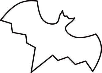 Halloween Bat Doodle illustration Black outline design elements Line hand drawn illustration