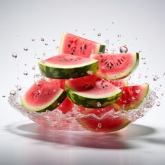 slice of watermelon, commercial, white background, AI generative