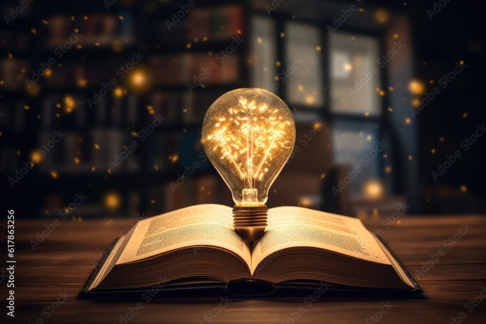 Poster light bulb in a book is opening up generative ai