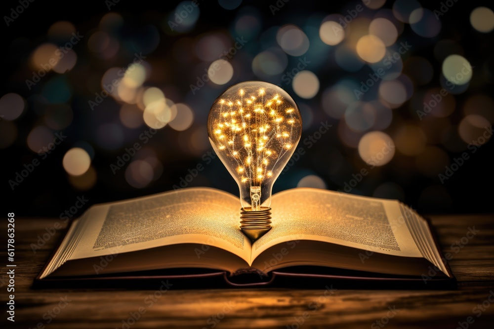 Poster light bulb in a book is opening up generative ai