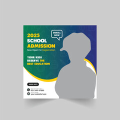 Back to school admission promotion social media post banner template. social media ad design