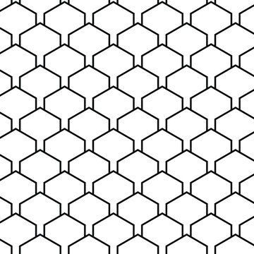 abstract monochrome geometric black hexagon repeatable pattern.