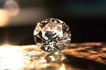 Brilliant Roundcut Diamond, Sparklipng In The Sunlight. Generative AI