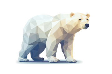 Polar Bear, Minimalist Style, White Background Cartoonish, Flat Illustration. Geometric, Origami Style. Generative AI