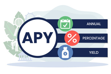 APY - Annual Percentage Yield acronym. business concept background. vector illustration  with keywords and icons. lettering illustration with icons for web banner, flyer, landing page