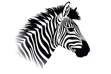Fototapeta na wymiar Zebra, Minimalist Style, White Background Cartoonish, Flat Illustration. Logo. Generative AI