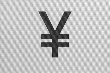 Obraz premium Japanese yen sign in black and white industrial, textured, molded metal
