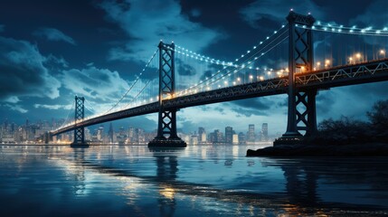 Fototapeta na wymiar bay bridge at night, Classic view of San Francisco Bay Bridge.