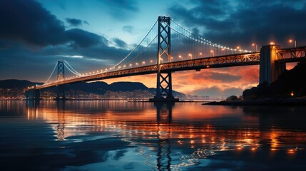 bay bridge at night, Classic view of San Francisco Bay Bridge.