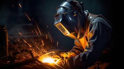 Close-up of a man welding