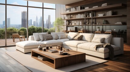 Fototapeta na wymiar Beautiful living room interior in new luxury home.