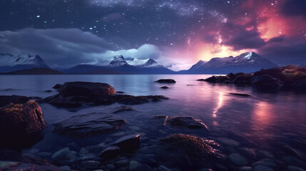 Obraz na płótnie Canvas Tranquil, moonlit seascape. Generative AI